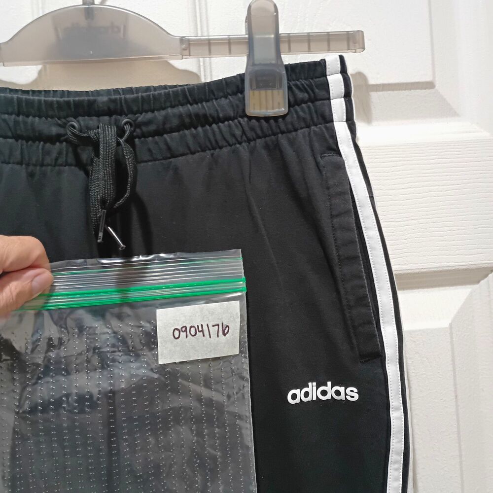 adidas Men's Track Pants S Black White 3-Stripes Drawstring Pockets DP3777